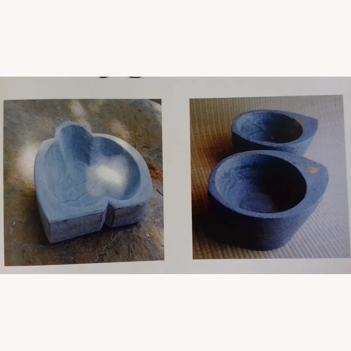 Floral-shaped and round decorative stone bowls